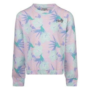 Hurley Little Girls' Printed Crew Neck Sweatshirt