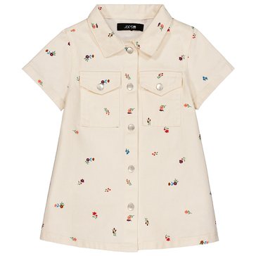 Joes Jeans Big Girls' Short Sleeve Denim Shirt Dress With Mini Floral Print