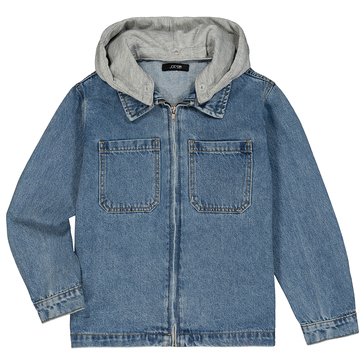 Joe's Jeans Big Boys' Removable Hood Long Sleeve Denim Overshirt