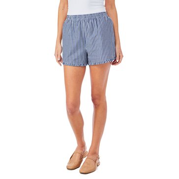 Yarn & Sea Women's Poplin Stripe Ruffle Edge Shorts