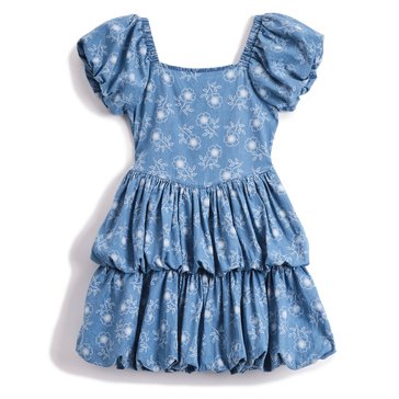 Derek Heart Big Girls' Chambray Bubble Dress and Self Fabric Pouch Bag