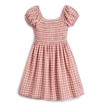 Derek Heart Big Girls' Printed Crinkle Woven Smocked Midi Dress