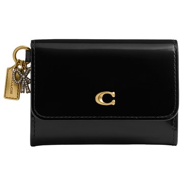 COACH Spazzolato Leather Essential Flap Card Case with Charm