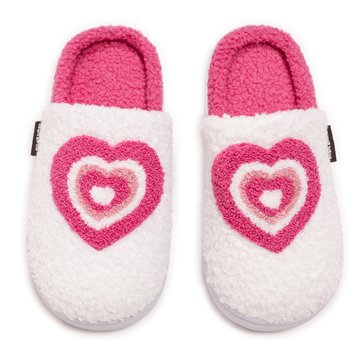 Muk Luks Women's Sherpa Scuff Pink Heart Slipper