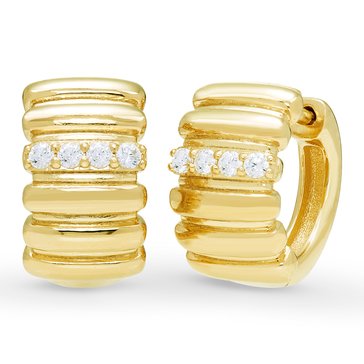 Minimalist 1/16 cttw Lab Grown Diamond Ribbed Hoop Earrings