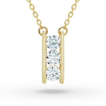 Minimalist 1/2 cttw Lab Grown Diamond Framed 3-Stone Pendant