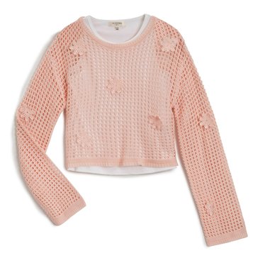 No Comment Big Girls' Mesh Stitch Crochet Daisy Twofer Top