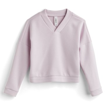 3 Paces Big Girls Bubble Hem V-Neck Sweatshirt
