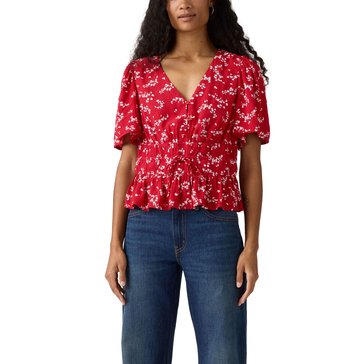 Levi's Women's Short Sleeve Rylan Crepe Print Blouse