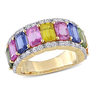 Sofia B. 14K Yellow Gold 6 4/5 cttw Multi-Color Sapphire Eternity Ring