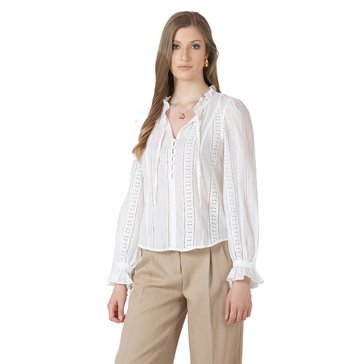 Black Tape Women's Tie-Cuff Lace Insert Blouse