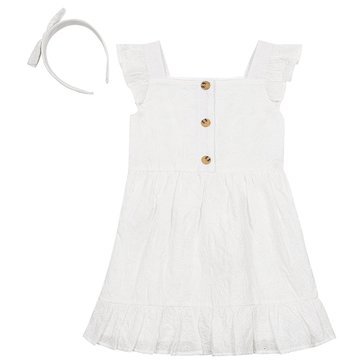 Little Lass Toddler Girls' Eyelet Dress with headband Set