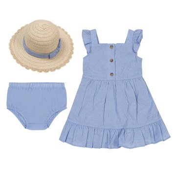 Little Lass Infant Girls' Eyelet Dress with Bag Set