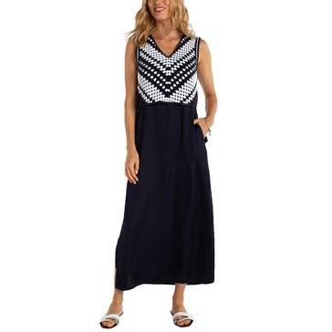 Liverpool Women's V-Neck Lace Woven Maxi Dress