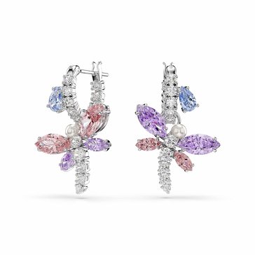 Ariana Grande x Swarovski Drop Earrings, Mixed Cuts, Dragonfly, Multicolored, Rhodium Plated