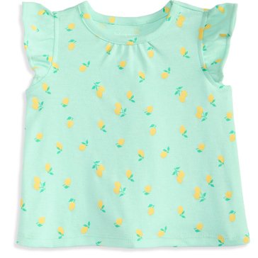 Wanderling Baby Girls' All Over Print Lemon Flutter Top