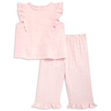 Wanderling Baby Girls' Embroidered Knit Eyelet Pant Set