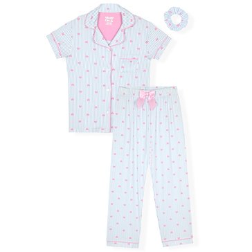 Sleep On It Little Girls' Little Hearts 2 Piece Coat Pajama Set