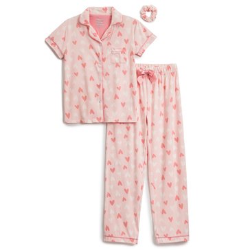 Sleep On It Big Girls' Big Hearts Coat Pajama Set, 2-Piece 