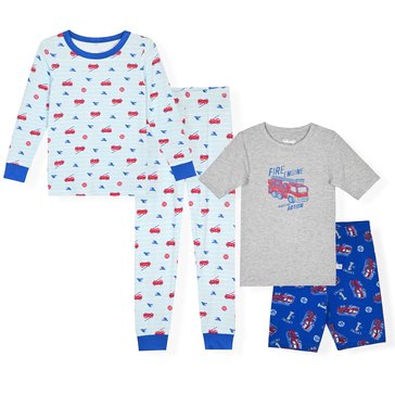 Sleep On It Little Boys' Firetruck Tight Fit Bamboo Set, 4-Piece 