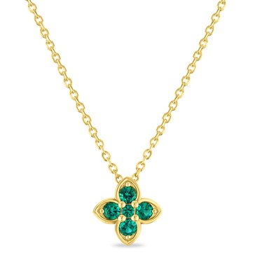 Created Emerald Clover Pendant