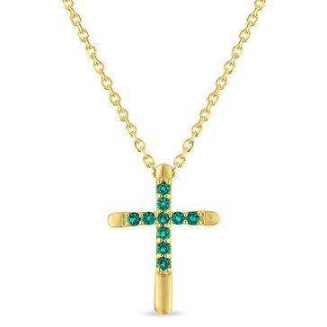 Created Emerald Cross Pendant