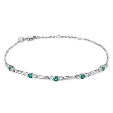 Created Emerald with White Sapphire Bracelet