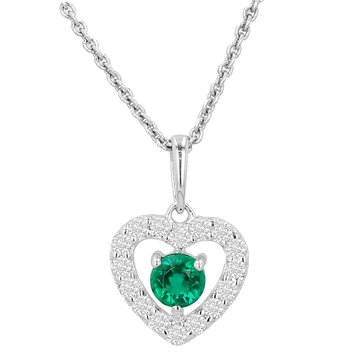 Created Emerald Heart Outline with White Topaz Shaped Pendant