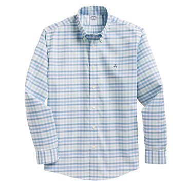 Brooks Brothers Men's Long Sleeve Non Iron Stretch Plaid Button Up Shirt 
