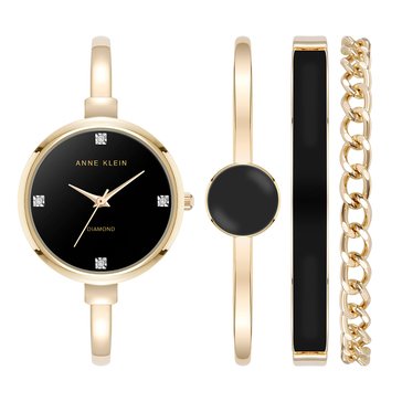 Anne Klein Women's Diamond Dial Bangle Bracelet & Watch Set