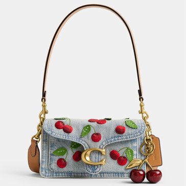 COACH Cherry Embroidered Denim Tabby Shoulder Bag 20