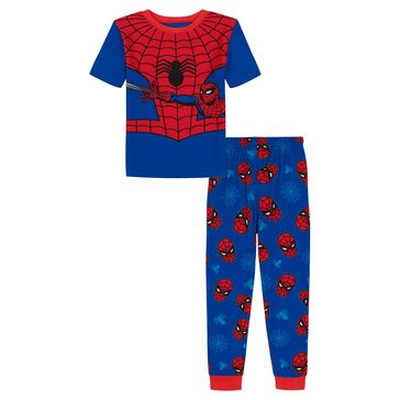 Spiderman Toddler Boys' Spiderman Uniform Short Sleeve Top and Long Pants Pajama Set
