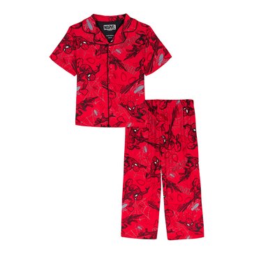 Spiderman Toddler Boys' Spider Web Short Sleeve Coat with Long Pants Pajama Set