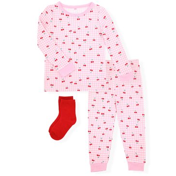 Sleep On It Toddler Girls' Tight Fit Pajamas with Socks, 2-Piece
