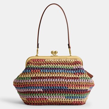 COACH Large Weave Straw Kisslock Frame Bag 27