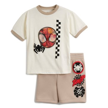 Disney Little Boys' Spiderman Short Sleeve Lenticular Tee Short Set