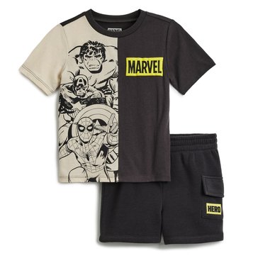 Disney Little Boys' Marvel Short Sleeve Graphic Tee Short Set