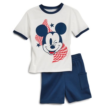 Disney Little Boys' Mickey Mouse Americana Tee Cargo Shorts Set