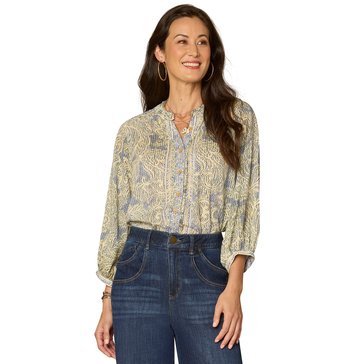 Democracy Women's Below Elbow Sleeve Button Down Knit Top (Plus Size)