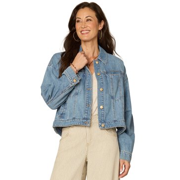 Democracy Women's Oversized Barrel Sleeve Hi-Lo Jean Jacket (Plus Size)