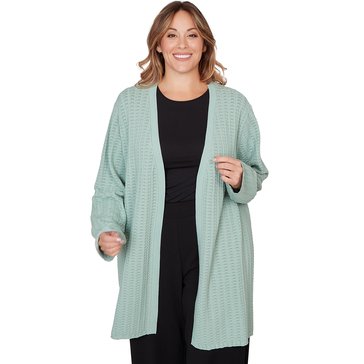 Emaline Women's Pointelle Long Sleeve Cardigan  (Plus Size)