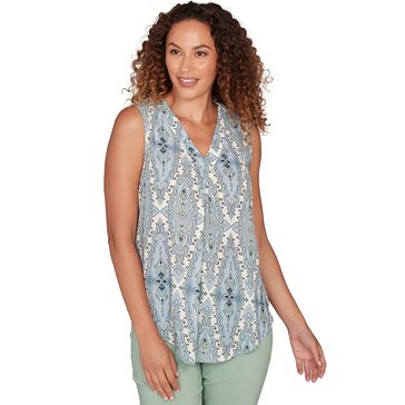 Emaline Women's Printed V-Neck Sleeveless Blouse