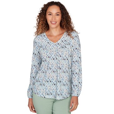 Emaline Women's Printed V-Neck Long Sleeve Blouse
