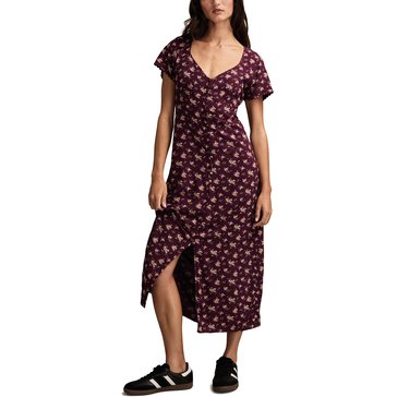 Lucky Brand Women's Printed Short Sleeve Simone Midi Dress