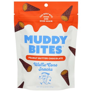 Muddy Bites Peanut Butter & Chocolate Waffle Cone, 2.33oz