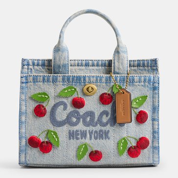 COACH Embroidered Cherry Denim Cargo Tote 20