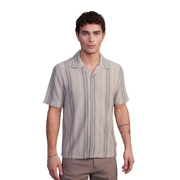 Projek Raw Men's Short Sleeve Stripe Camp Collar Shirt