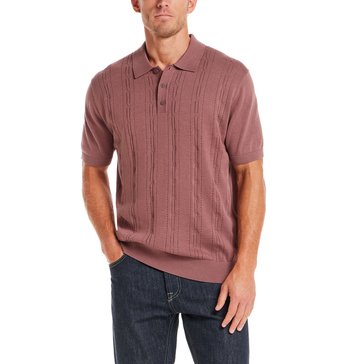Weatherproof Men's Short Sleeve Pointelle Sweater Polo 