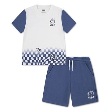 Levi's Little Boys' Smiley Check Knit Shorts Set