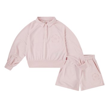Levi's Little Girls' Collared Sweatshirt And Shorts Set